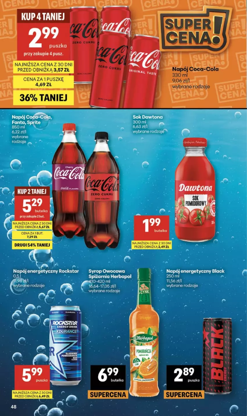 Gazetka promocyjna Delikatesy Centrum - Franczyza DC13 Czwartek - ważna 26.03 do 01.04.2026 - strona 48 - produkty: Coca-Cola, Dawtona, Herbapol, Lack, Napój, Napój energetyczny, Sok, Syrop