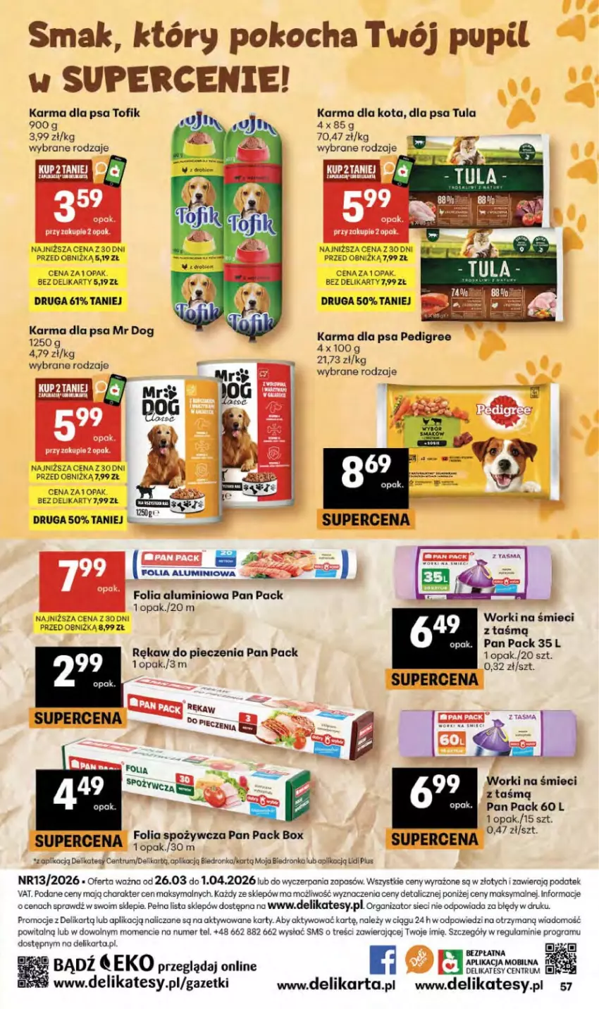 Gazetka promocyjna Delikatesy Centrum - Franczyza DC13 Czwartek - ważna 26.03 do 01.04.2026 - strona 57 - produkty: Gra, Koc, Pedigree, Piec, Rękaw do pieczenia, Rum, Worki na śmiec, Worki na śmieci