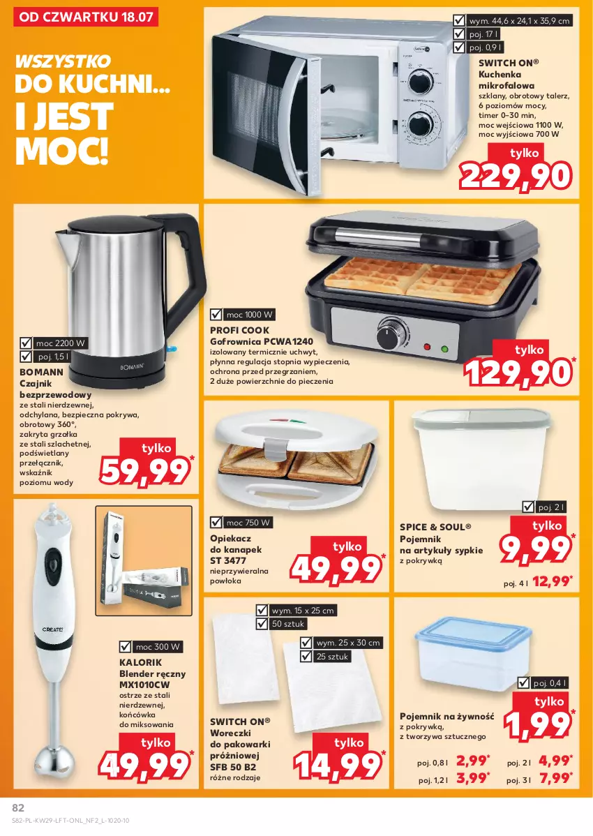 Gazetka promocyjna Kaufland - Gazetka tygodnia - ważna 18.07 do 24.07.2024 - strona 82 - produkty: Blender, Blender ręczny, Czajnik, Fa, Gofrownica, Grzałka, Kuchenka mikrofalowa, LANA, Opiekacz do kanapek, Piec, Pojemnik, Pokrywa, Talerz, Top