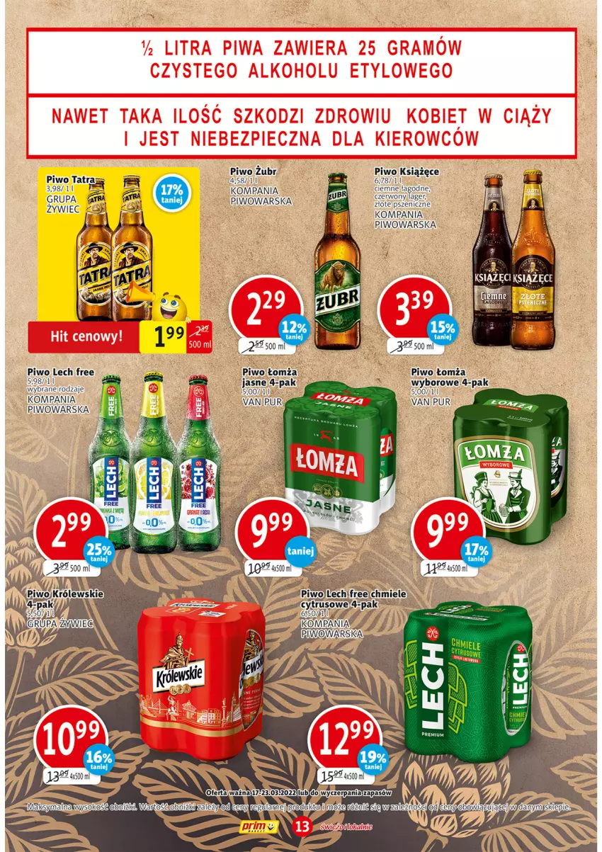 Gazetka promocyjna Prim Market - ważna 17.03 do 23.03.2022 - strona 13 - produkty: Gra, Książęce, Piwo, Pur, Sok, Tatra