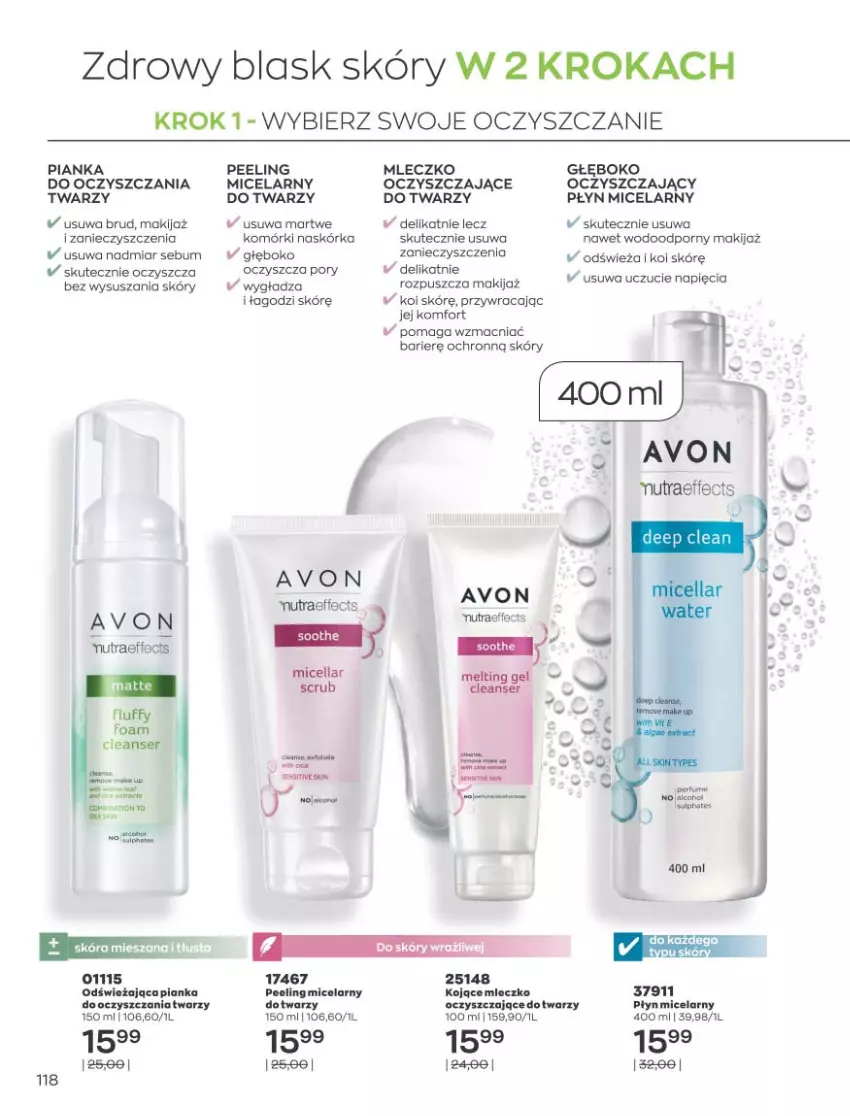 Gazetka promocyjna Avon - Katalog Avon 9/2021 kampania wrzesień - ważna 01.09 do 30.09.2021 - strona 114 - produkty: Makijaż, Mleczko, Nutraeffects, Peeling, Perfum, Płyn micelarny, Por, Ser