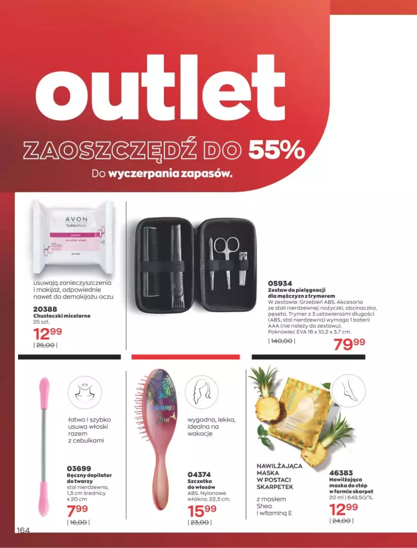 Gazetka promocyjna Avon - Katalog Avon 9/2021 kampania wrzesień - ważna 01.09 do 30.09.2021 - strona 160 - produkty: Chusteczki, Depilator, Karp, Makijaż, Maska, Noż, Nożyczki, Pęseta, Szczotka, Szczotka do włosów