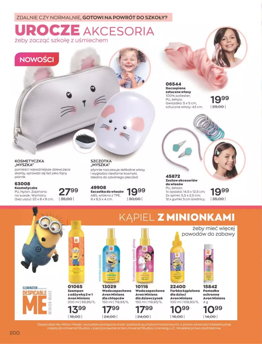 Gazetka promocyjna Avon - Katalog Avon 9/2021 kampania wrzesień - ważna 01.09 do 30.09.2021 - strona 196 - produkty: Dzieci, Fa, Kosmetyczka, Mysz, Opaska, Piórnik, Por, Szampon, Szczotka, Szczotka do włosów, Woda