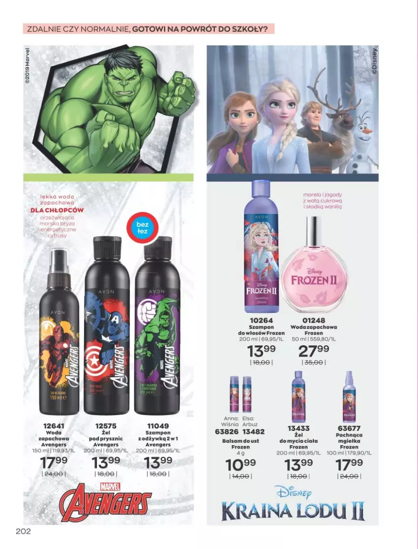 Gazetka promocyjna Avon - Katalog Avon 9/2021 kampania wrzesień - ważna 01.09 do 30.09.2021 - strona 198 - produkty: Arbuz, Avengers, Balsam do ust, Bryza, Frozen, Morela, Szampon, Woda