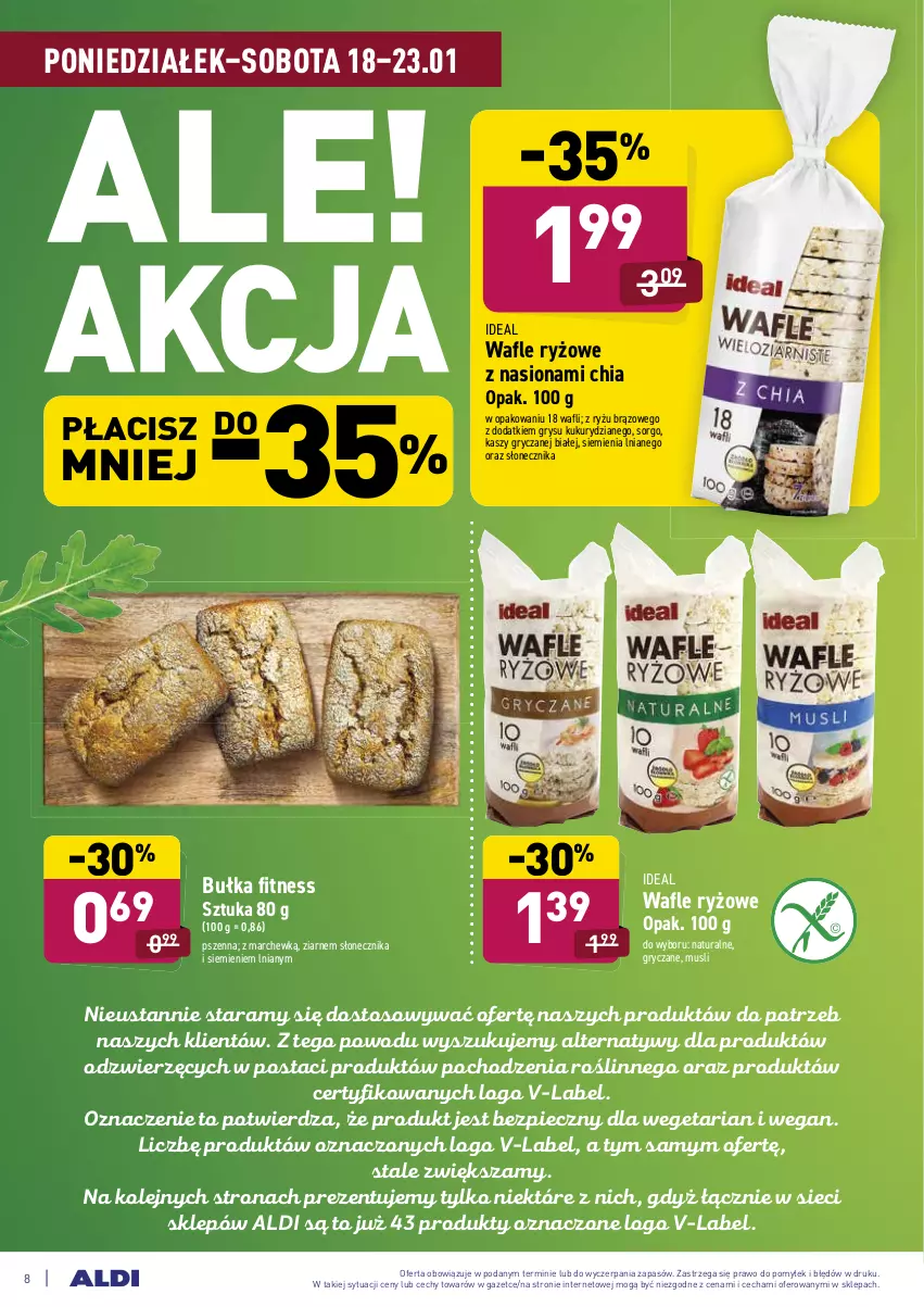 Gazetka promocyjna Aldi - ALE! CENA w ALDI - ważna 18.01 do 23.01.2021 - strona 8 - produkty: Bułka, Bułka fitness, Chia, Gry, Mus, Olej, Piec, Ryż, Wafle