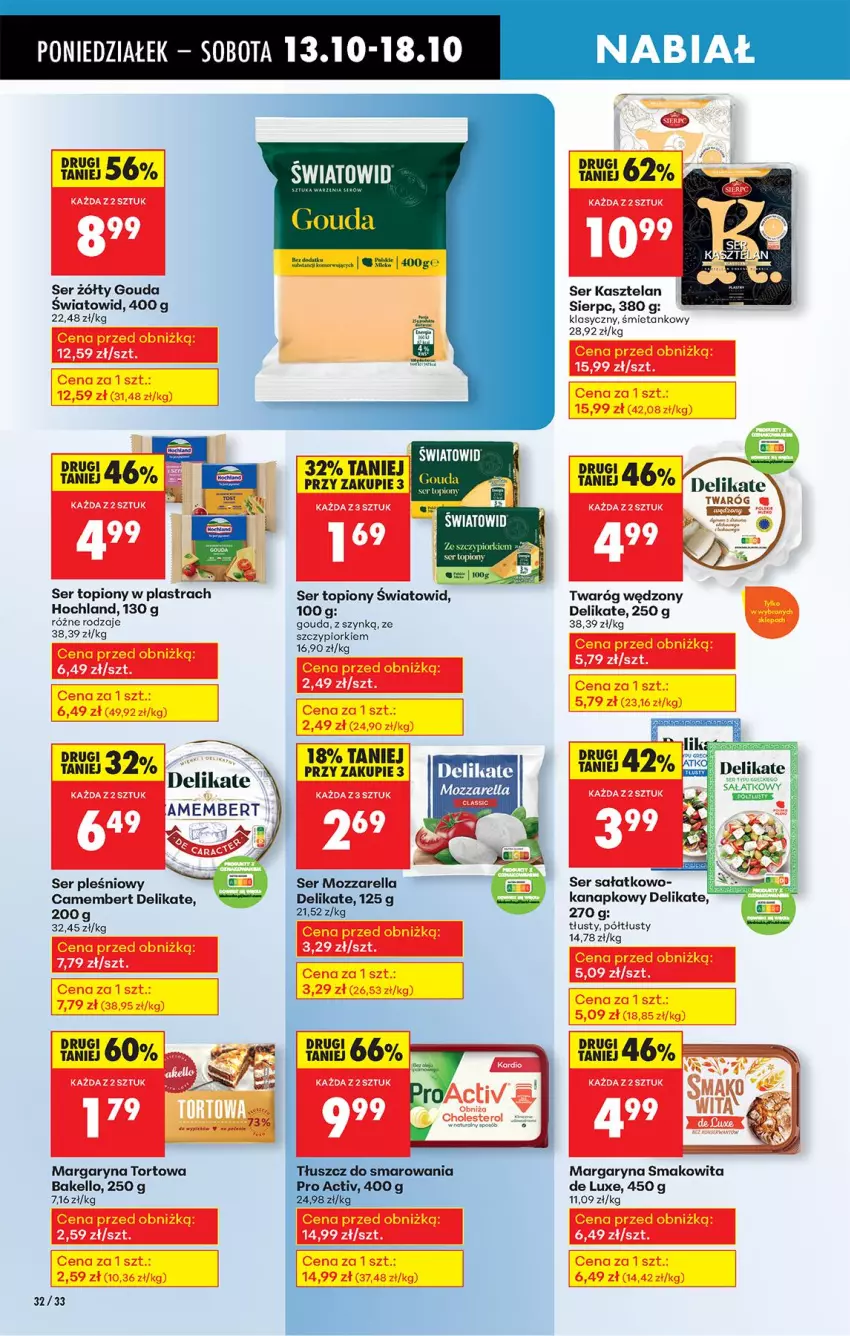 Gazetka promocyjna Biedronka - Od Poniedziałku - ważna 13.10 do 18.10.2025 - strona 38 - produkty: Camembert, Gouda, Hochland, Kasztelan, Margaryna, Mozzarella, Sałat, Ser, Ser Kasztelan, Ser topiony, Smakowita, Sos, Top, Twaróg