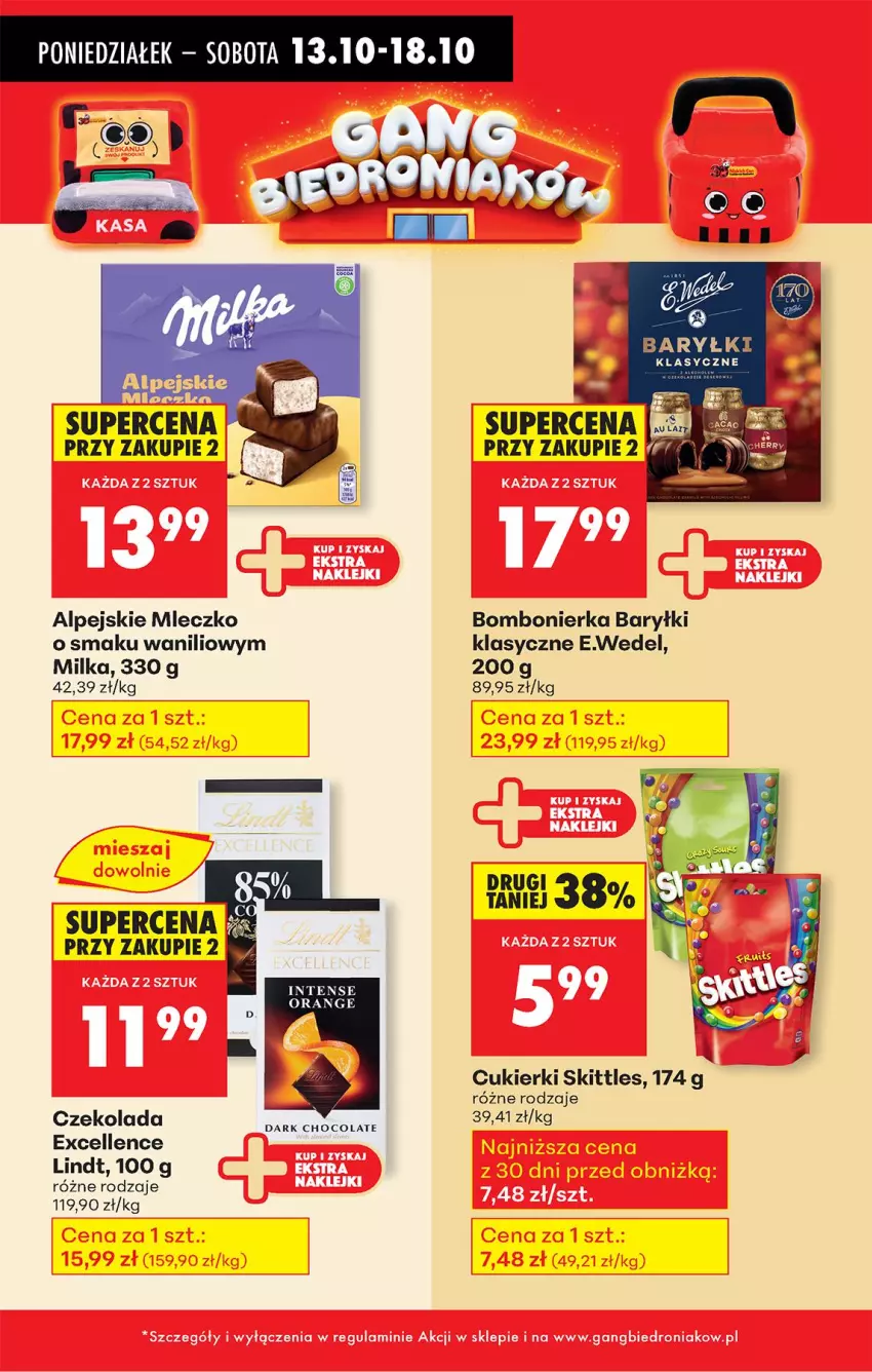 Gazetka promocyjna Biedronka - Od Poniedziałku - ważna 13.10 do 18.10.2025 - strona 46 - produkty: Baryłki, Cukier, Cukierki, Czekolada, Lindt, Milka, Mleczko