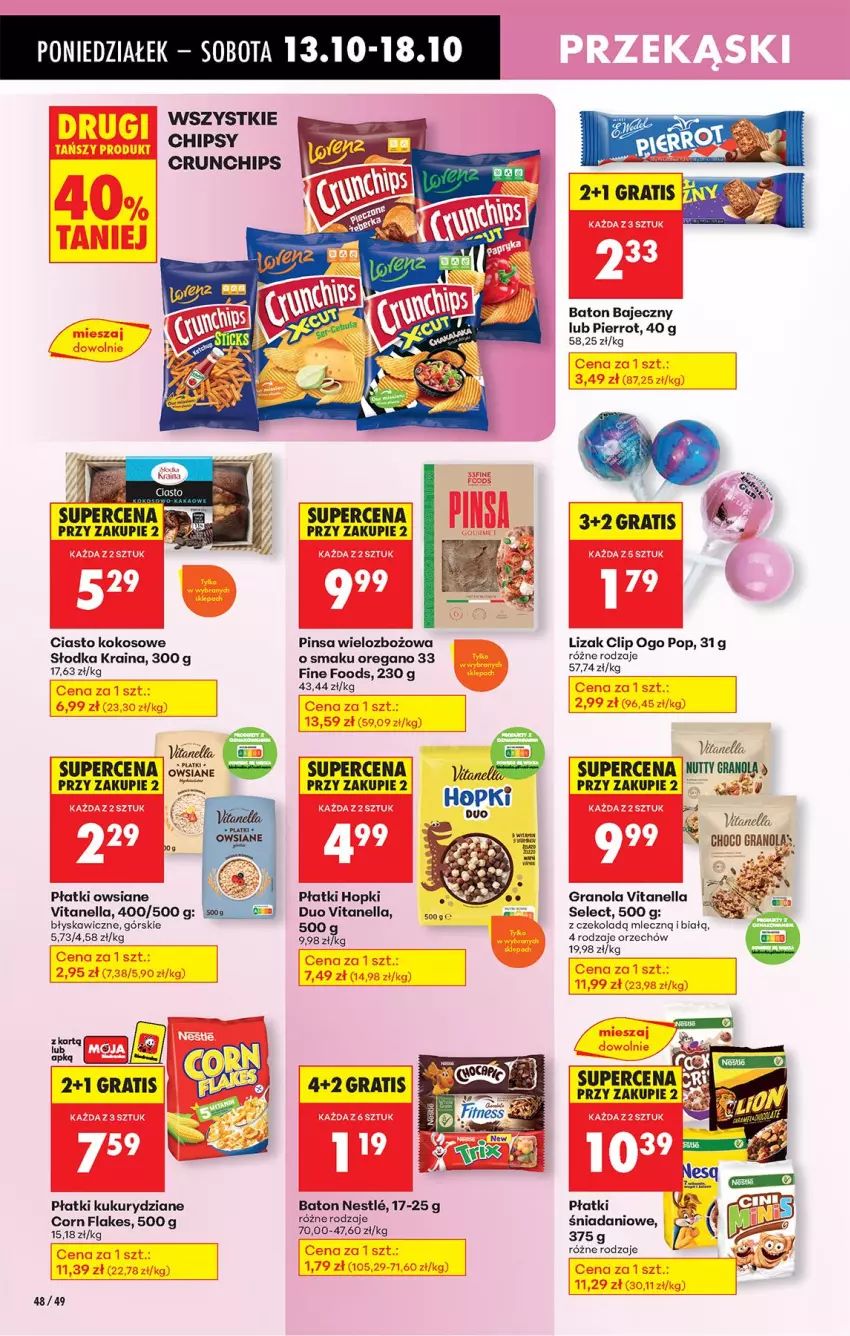 Gazetka promocyjna Biedronka - Od Poniedziałku - ważna 13.10 do 18.10.2025 - strona 58 - produkty: Baton, Chipsy, Corn flakes, Crunchips, Danio, Fa, Gra, Granola, Kokos, Płatki owsiane