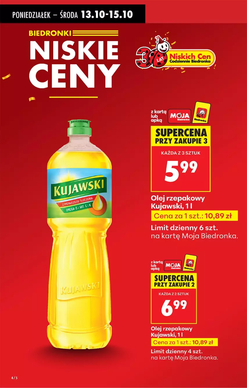 Gazetka promocyjna Biedronka - Od Poniedziałku - ważna 13.10 do 18.10.2025 - strona 6 - produkty: Kujawski, Olej, Olej rzepakowy