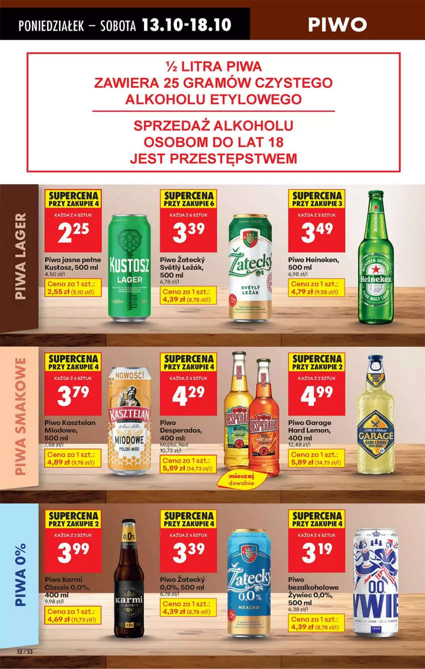 Gazetka promocyjna Biedronka - Od Poniedziałku - ważna 13.10 do 18.10.2025 - strona 62 - produkty: Desperados, Heineken, Kasztelan, Miód, Piwa, Piwo, Piwo jasne
