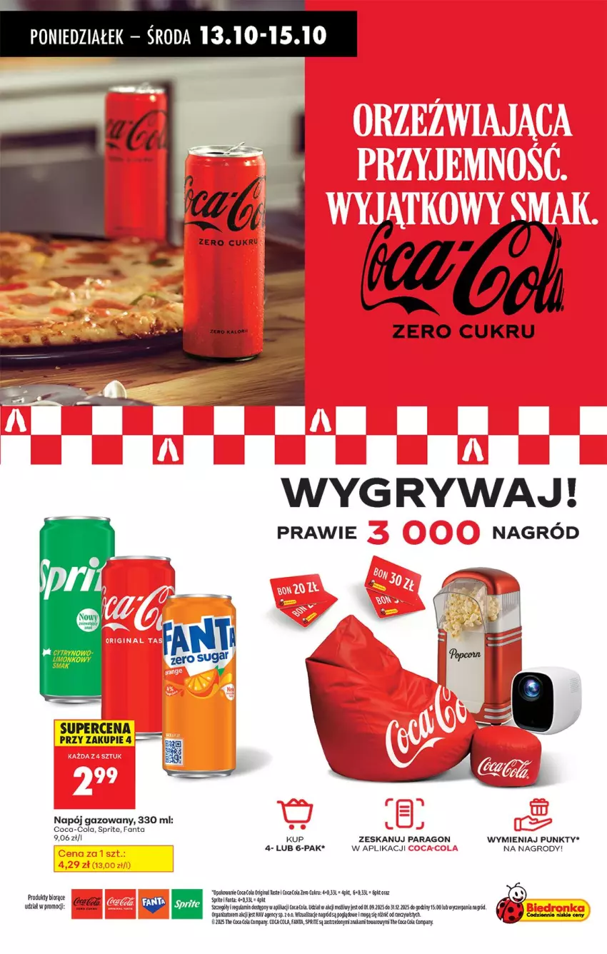 Gazetka promocyjna Biedronka - Od Poniedziałku - ważna 13.10 do 18.10.2025 - strona 85 - produkty: Coca-Cola, Fa, Fanta, Gin, Gry, Koc, Napój, Napój gazowany, Sprite