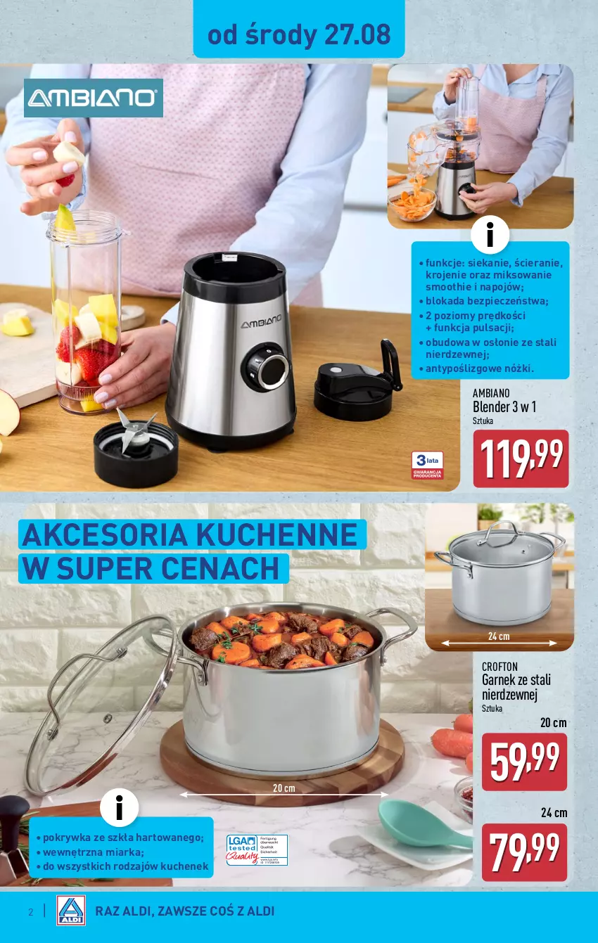 Gazetka promocyjna Aldi - Artykuły przemysłowe i tekstylia - ważna 27.08 do 30.08.2025 - strona 2 - produkty: Blender, Garnek, Miarka, Piec, Smoothie