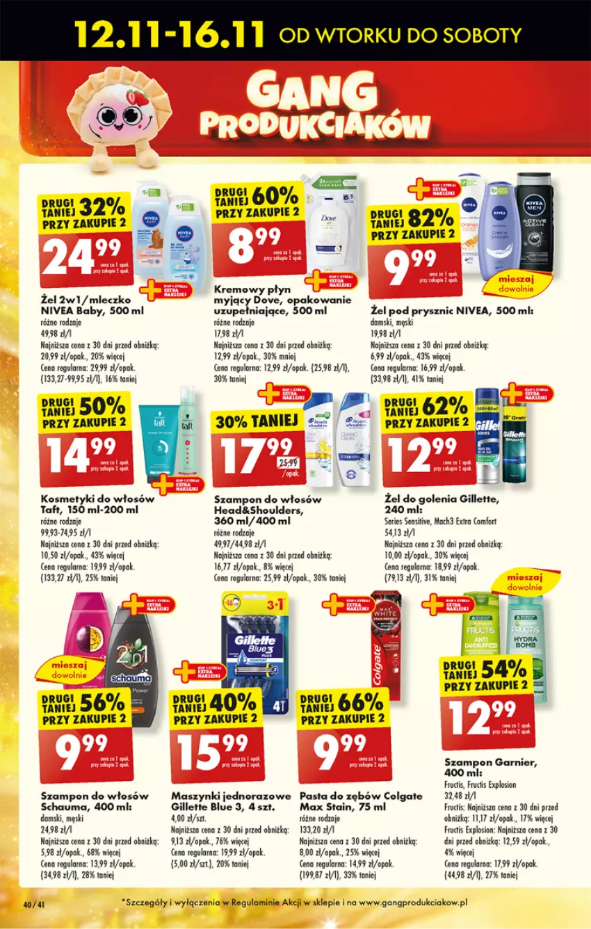 Gazetka promocyjna Biedronka - Od Poniedziałku - ważna 12.11 do 16.11.2024 - strona 46 - produkty: Colgate, Dove, Garnier, Gillette, LG, Mach3, Mleczko, Nivea, Nivea Baby, Pasta do zębów, Schauma, Ser, Szampon, Taft