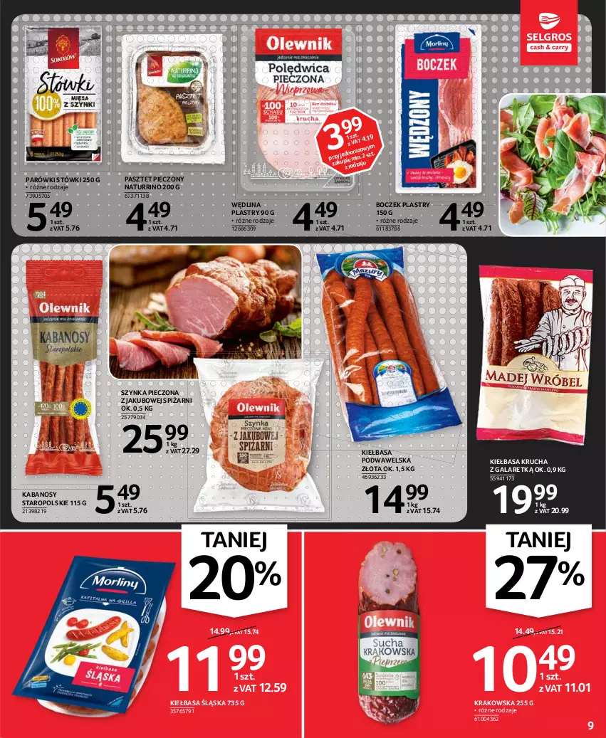 Gazetka promocyjna Selgros - Oferta spożywcza - ważna 13.05 do 26.05.2021 - strona 9 - produkty: Boczek, Gala, Kabanos, Kiełbasa, Kiełbasa krucha, Kiełbasa podwawelska, Kiełbasa śląska, Parówki, Pasztet, Piec, Szynka, Wawel, Wędlina