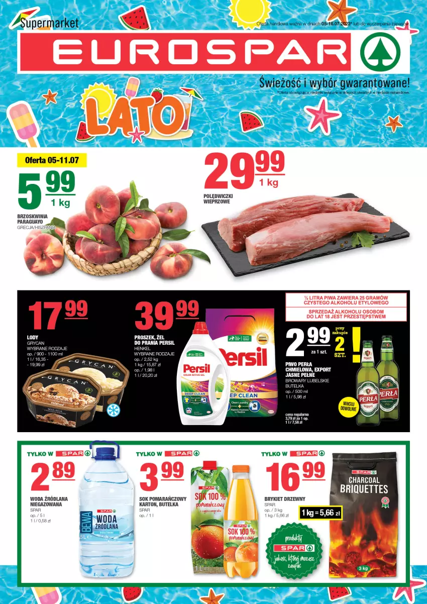 Gazetka promocyjna Spar - EuroSpar - ważna 02.07 do 12.07.2023 - strona 1 - produkty: Brykiet drzewny, Gra, Gry, LANA, Lody, Persil, Piwa, Sok, Woda