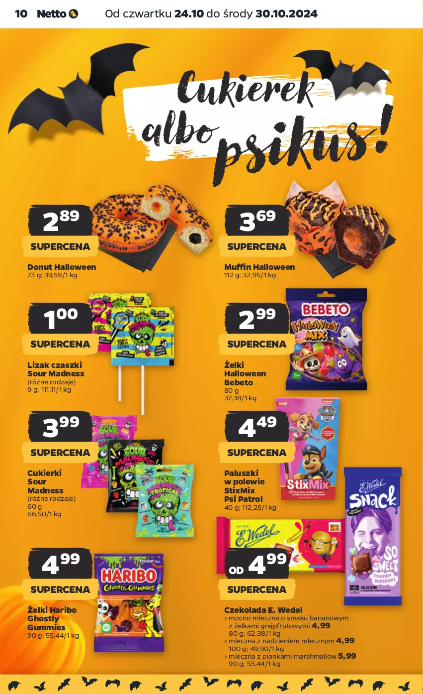 Gazetka promocyjna Netto - Netto Gazetka Food 43/24B - ważna 24.10 do 30.10.2024 - strona 10 - produkty: Cukier, Cukierki, Czekolada, Donut, E. Wedel, Grejpfrut, Haribo, Mars, Psi Patrol