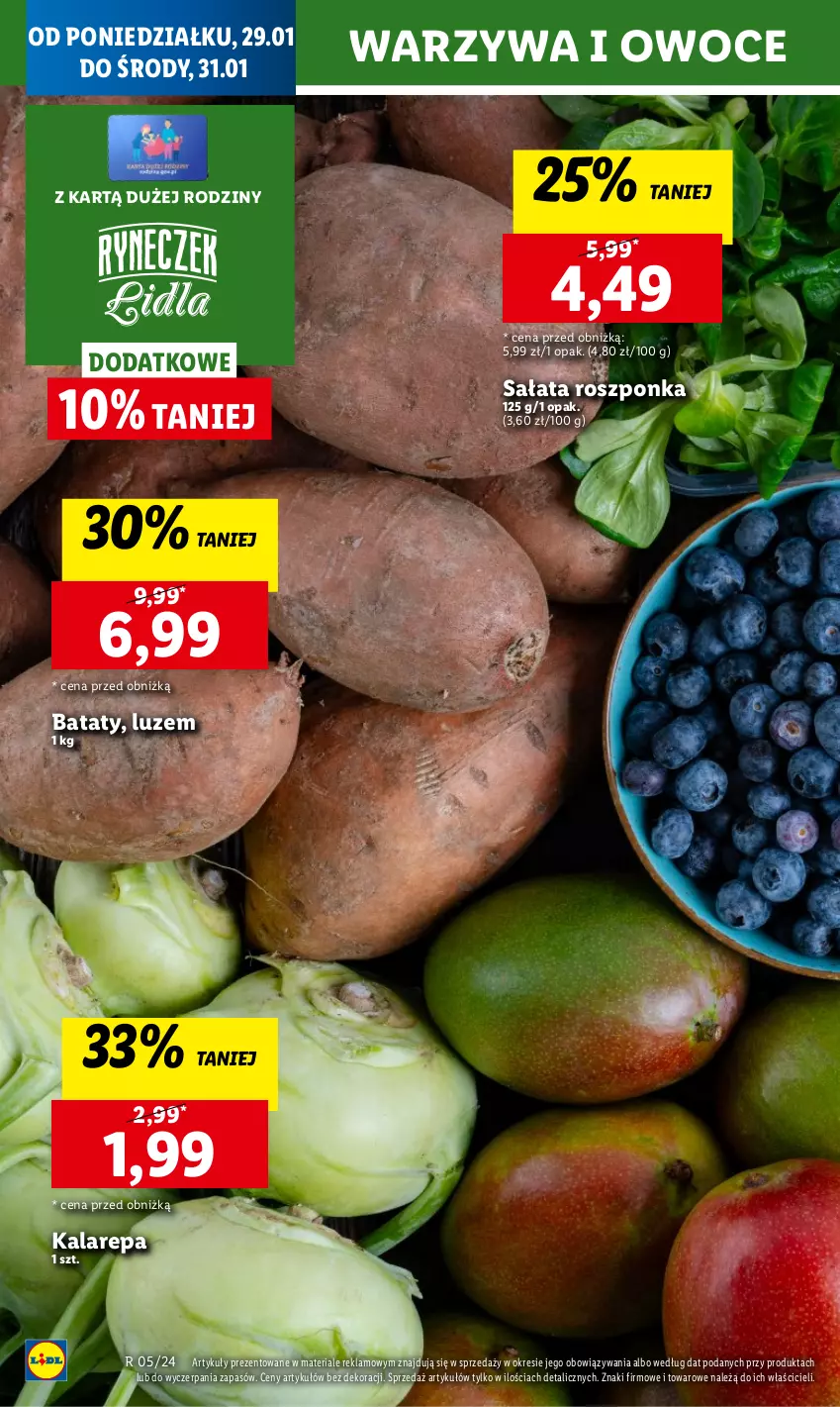 Gazetka promocyjna Lidl - GAZETKA - ważna 29.01 do 31.01.2024 - strona 20 - produkty: Chleb, Owoce, Roszponka, Sałat, Ser, Warzywa, Warzywa i owoce