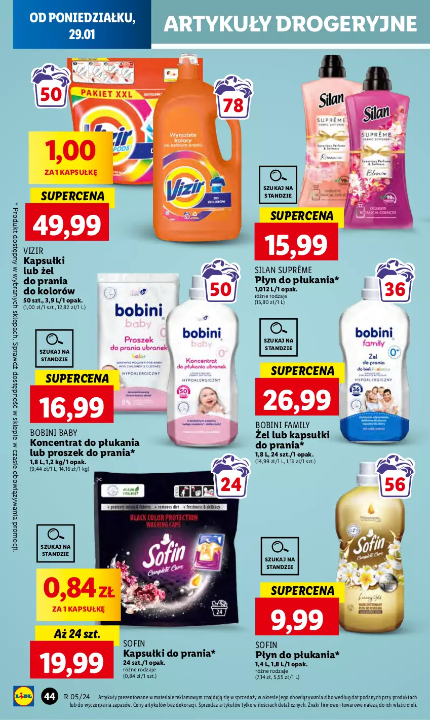 Gazetka promocyjna Lidl - GAZETKA - ważna 29.01 do 31.01.2024 - strona 58 - produkty: Fa, Kapsułki do prania, Płyn do płukania, Proszek do prania, Silan, Vizir