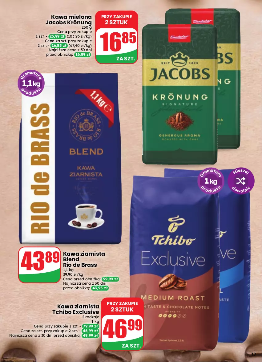 Gazetka promocyjna Dino - Gazetka 35 / 2026 - ważna 26.08 do 01.09.2026 - strona 13 - produkty: Jacobs, Jacobs Krönung, Kawa, Kawa mielona, Kawa ziarnista, Tchibo
