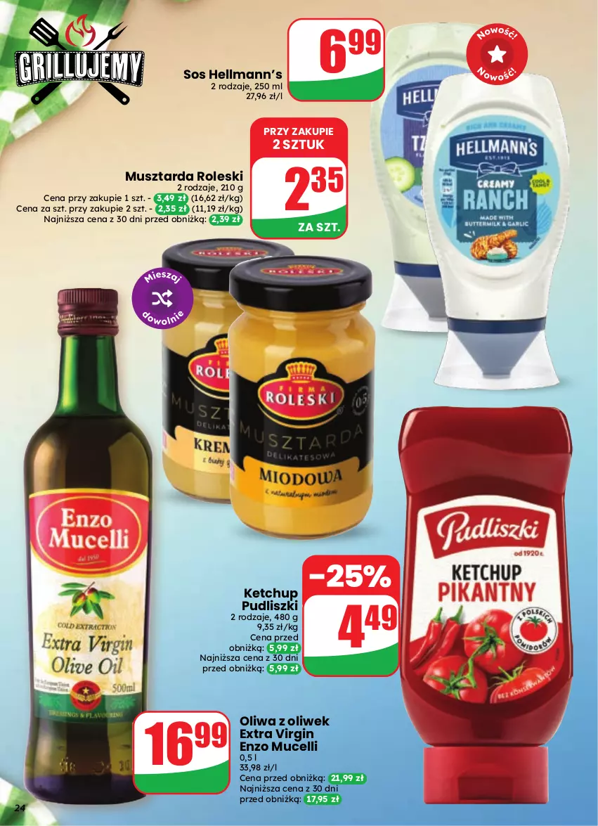 Gazetka promocyjna Dino - Gazetka 35 / 2026 - ważna 26.08 do 01.09.2026 - strona 24 - produkty: Gin, Hellmann’s, Ketchup, Mus, Musztarda, Oliwa, Oliwa z oliwek, Pudliszki, Sos