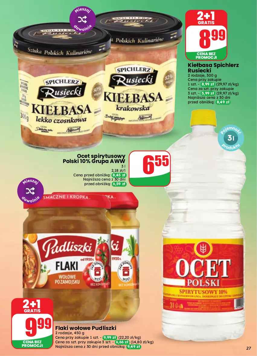 Gazetka promocyjna Dino - Gazetka 35 / 2026 - ważna 26.08 do 01.09.2026 - strona 27 - produkty: Flaki, Flaki wołowe, Gra, Kiełbasa, Ocet, Pudliszki, Spichlerz Rusiecki