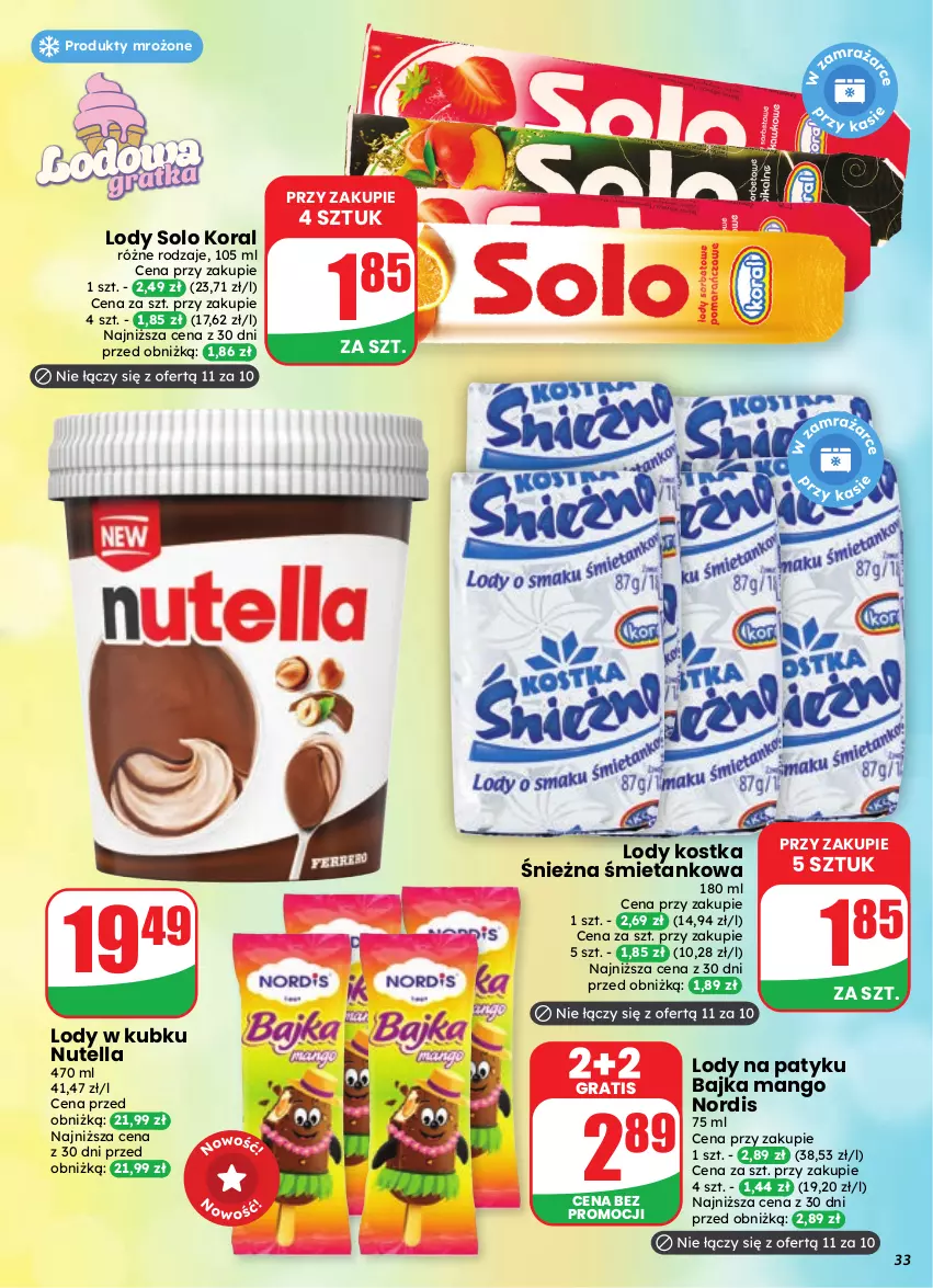 Gazetka promocyjna Dino - Gazetka 35 / 2026 - ważna 26.08 do 01.09.2026 - strona 33 - produkty: Gra, Lody, Mango, Nutella, Produkty mrożone