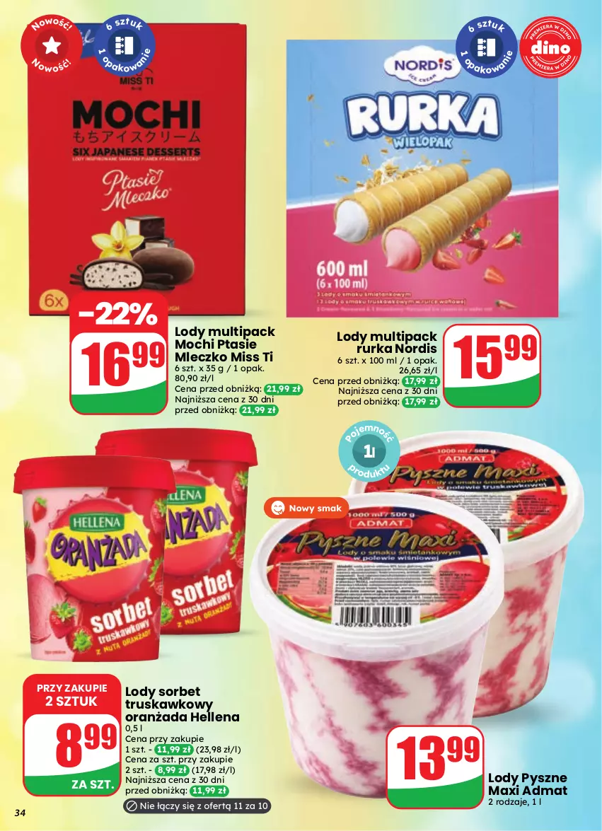 Gazetka promocyjna Dino - Gazetka 35 / 2026 - ważna 26.08 do 01.09.2026 - strona 34 - produkty: Hellena, Lody, Mleczko, Oranżada