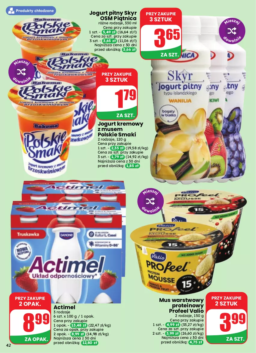 Gazetka promocyjna Dino - Gazetka 35 / 2026 - ważna 26.08 do 01.09.2026 - strona 42 - produkty: Actimel, Jogurt, Jogurt pitny, Mus, Piątnica