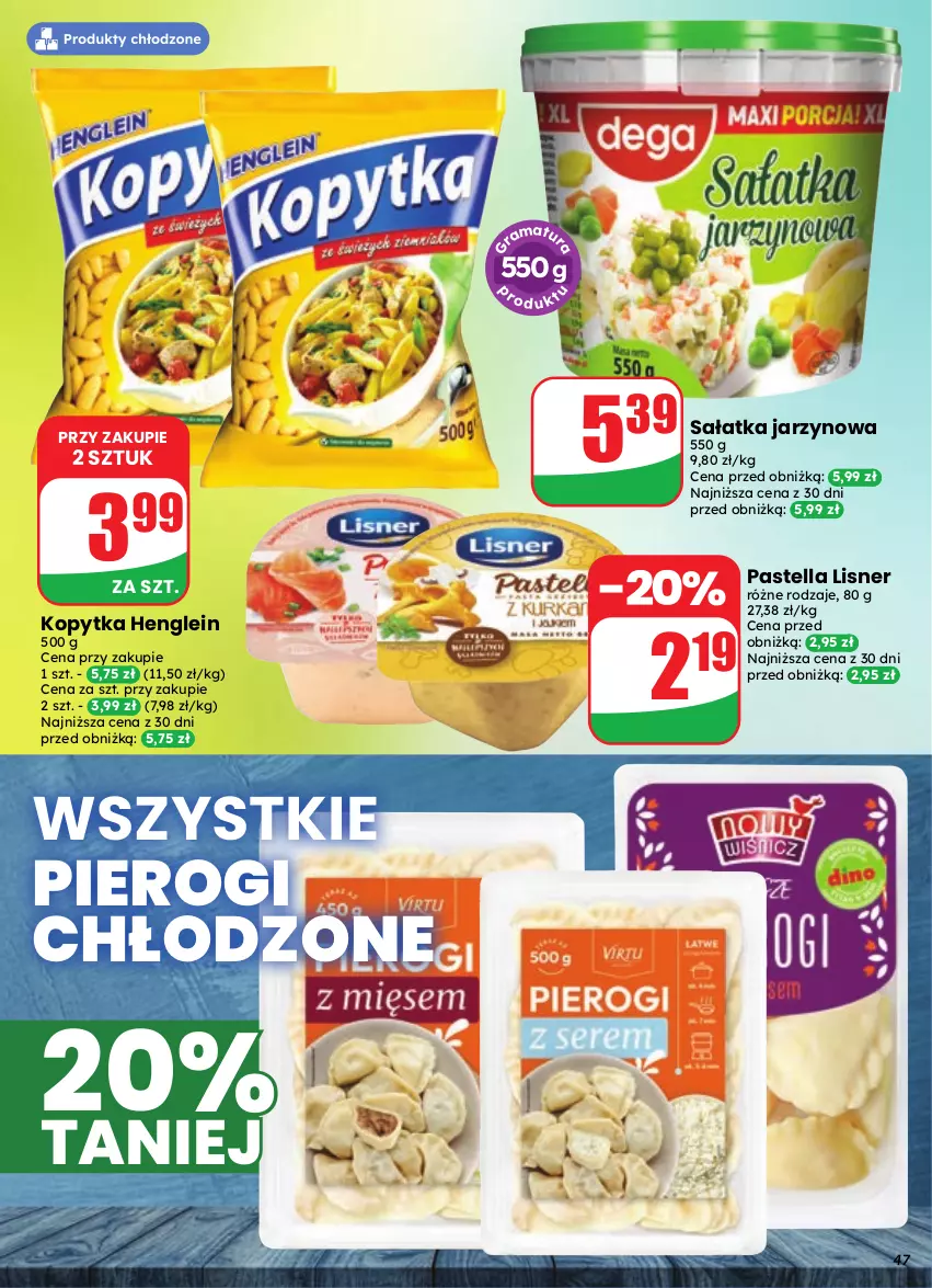 Gazetka promocyjna Dino - Gazetka 35 / 2026 - ważna 26.08 do 01.09.2026 - strona 47 - produkty: Kopytka, Lisner, Pastella, Pierogi, Sałat, Sałatka