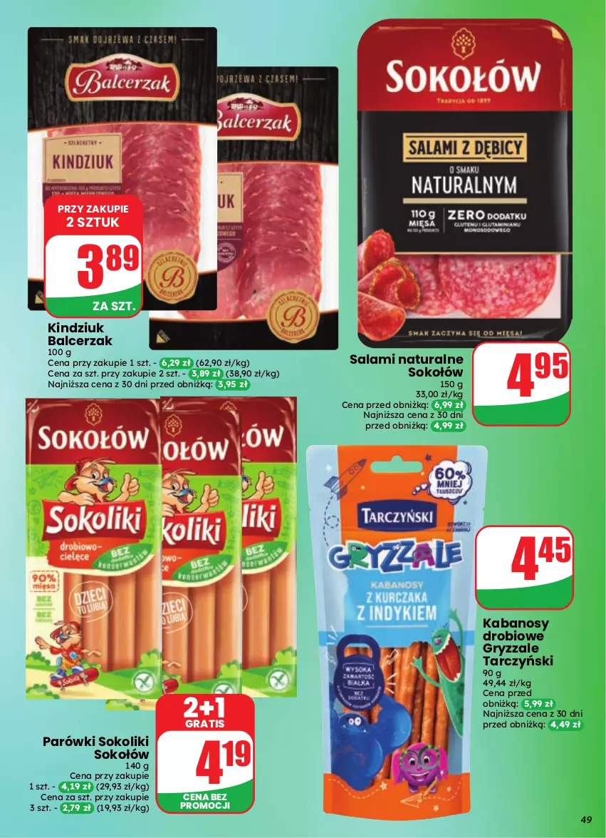 Gazetka promocyjna Dino - Gazetka 35 / 2026 - ważna 26.08 do 01.09.2026 - strona 49 - produkty: Gra, Gry, Kabanos, Kindziuk, Parówki, Parówki sokoliki, Salami, Sok, Sokołów, Tarczyński