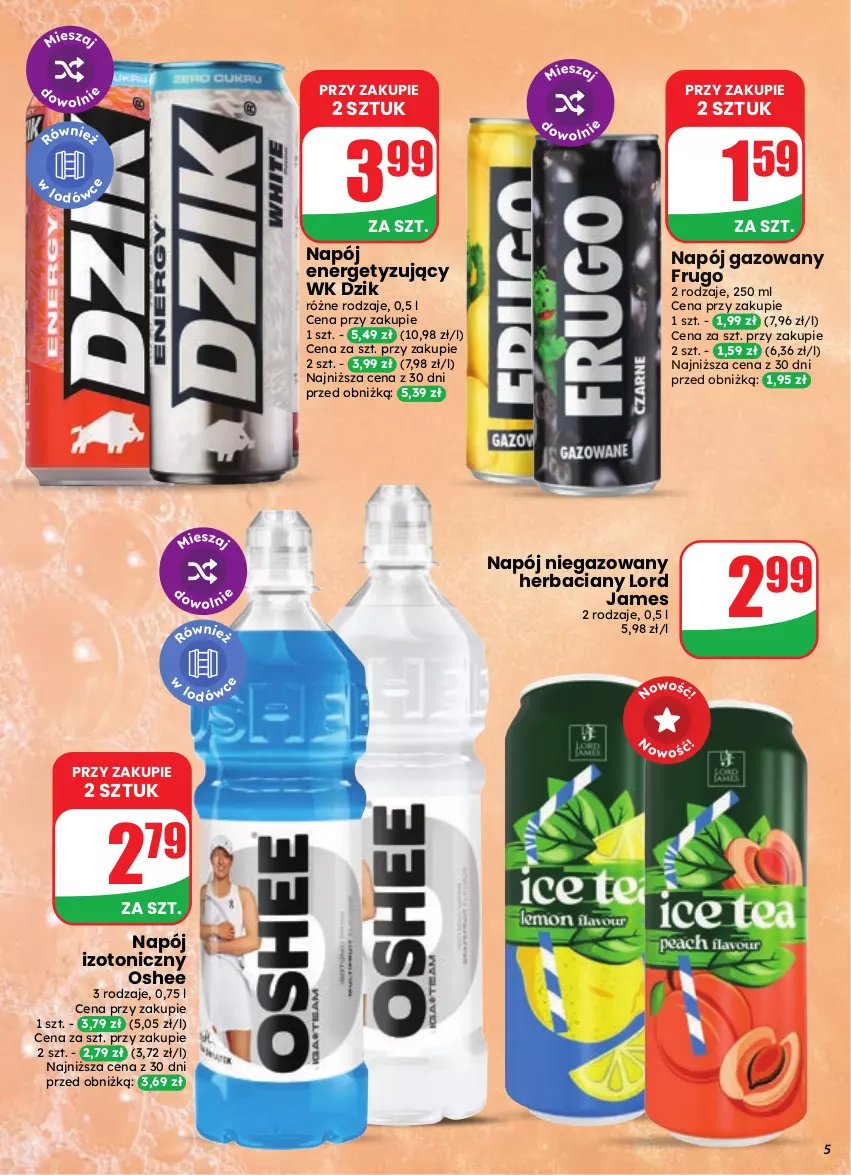 Gazetka promocyjna Dino - Gazetka 35 / 2026 - ważna 26.08 do 01.09.2026 - strona 5 - produkty: Napój, Napój gazowany, Napój izotoniczny, Napój niegazowany, Oshee
