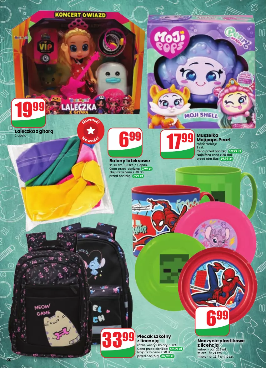 Gazetka promocyjna Dino - Gazetka 35 / 2026 - ważna 26.08 do 01.09.2026 - strona 60 - produkty: Balony, Kubek, Miska, Mus, Plecak, Talerz