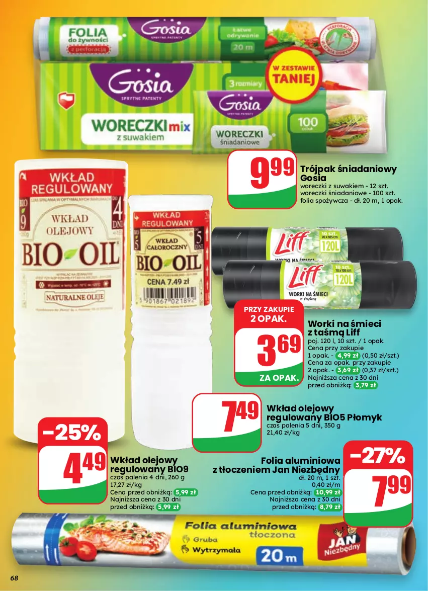 Gazetka promocyjna Dino - Gazetka 35 / 2026 - ważna 26.08 do 01.09.2026 - strona 68 - produkty: Danio, Folia aluminiowa, Jan Niezbędny, Olej, Wkład olejowy, Worki na śmiec, Worki na śmieci