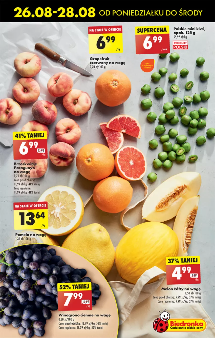 Gazetka promocyjna Biedronka - Od poniedzialku - ważna 26.08 do 31.08.2024 - strona 23 - produkty: Brzoskwinie, Gra, Kiwi, Melon, Pomelo