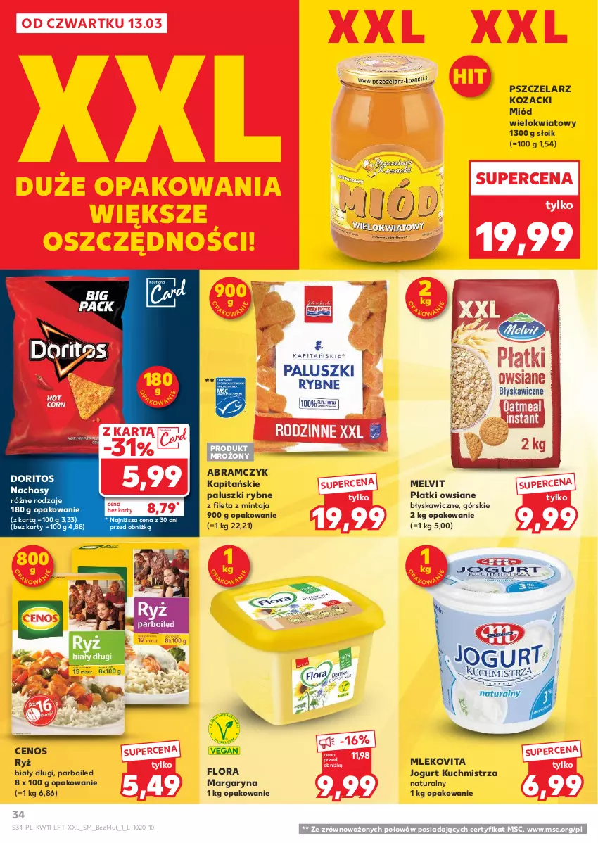 Gazetka promocyjna Kaufland - Gazetka tygodnia - ważna 13.03 do 19.03.2025 - strona 34 - produkty: Cenos, Flora, Jogurt, Margaryna, Melvit, Mintaj, Miód, Mleko, Mlekovita, Paluszki rybne, Płatki owsiane, Ryż