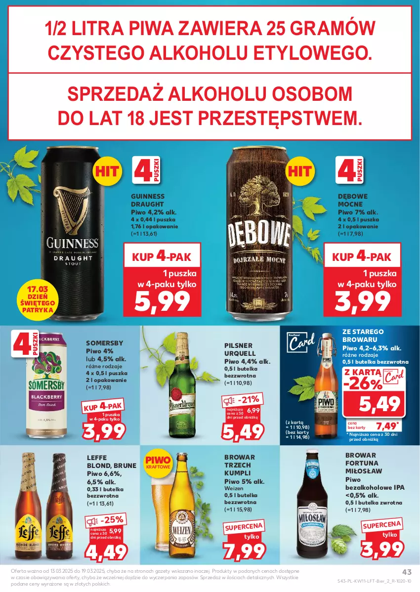 Gazetka promocyjna Kaufland - Gazetka tygodnia - ważna 13.03 do 19.03.2025 - strona 43 - produkty: Fortuna, Gra, Pilsner Urquell, Piwa, Piwo, Somersby