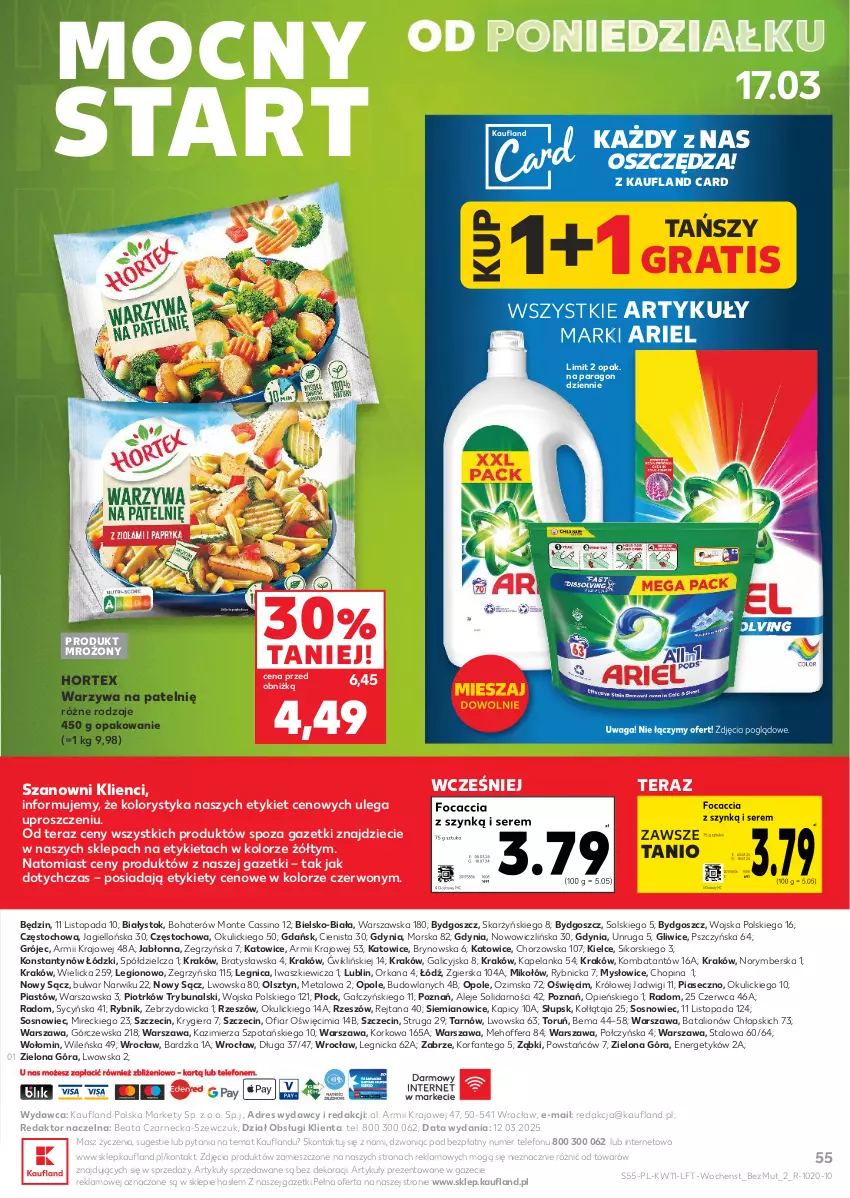 Gazetka promocyjna Kaufland - Gazetka tygodnia - ważna 13.03 do 19.03.2025 - strona 55 - produkty: Ariel, Dres, Dzieci, Fa, Gra, Hortex, Lion, Monte, Orka, Piast, Sos, Telefon, Tera, Top, Waga, Warzywa