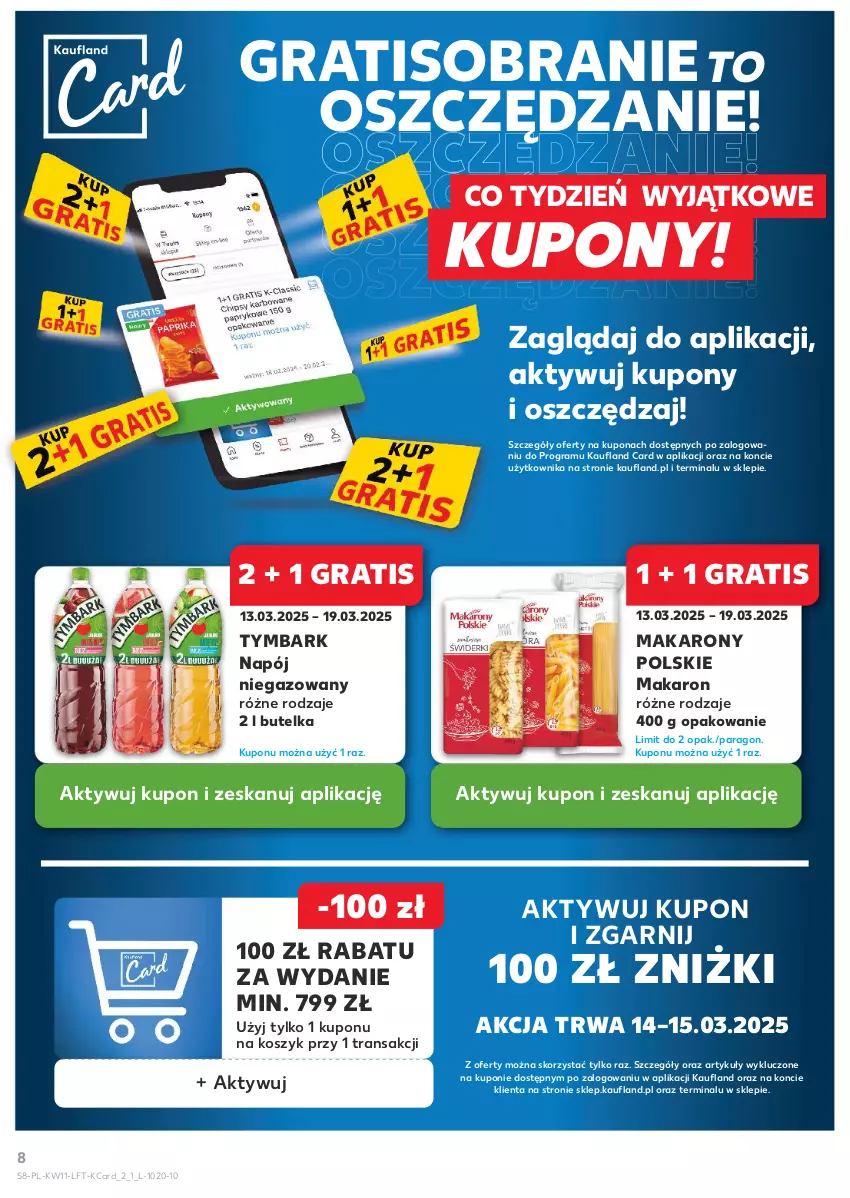 Gazetka promocyjna Kaufland - Gazetka tygodnia - ważna 13.03 do 19.03.2025 - strona 8 - produkty: Gra, Kosz, Makaron, Napój, Napój niegazowany, Tran, Tymbark