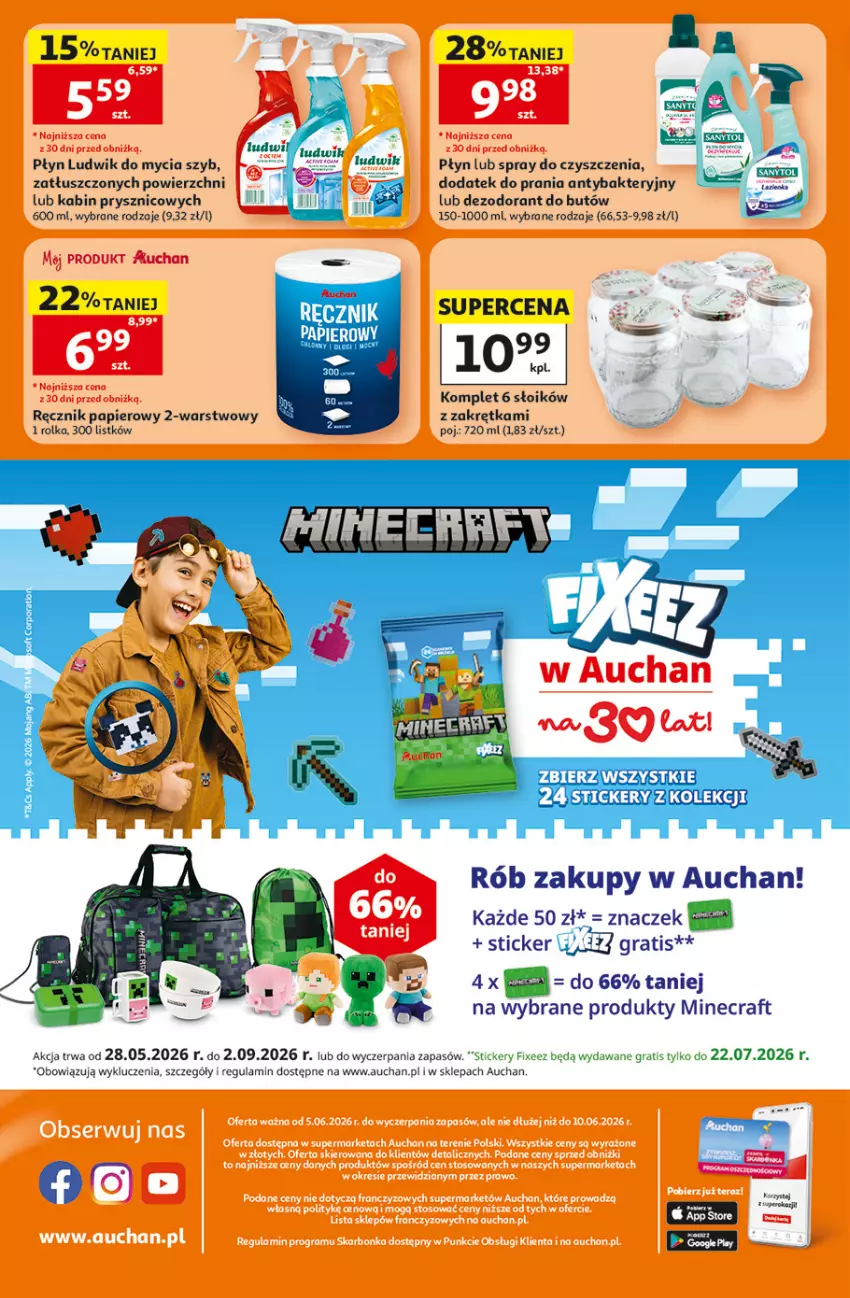 Gazetka promocyjna Auchan - 30 Lat Supermarket - ważna 05.06 do 10.06.2026 - strona 8 - produkty: Dezodorant, Gra, Ludwik, Minecraft, Papier, Ręcznik, Spray do czyszczenia