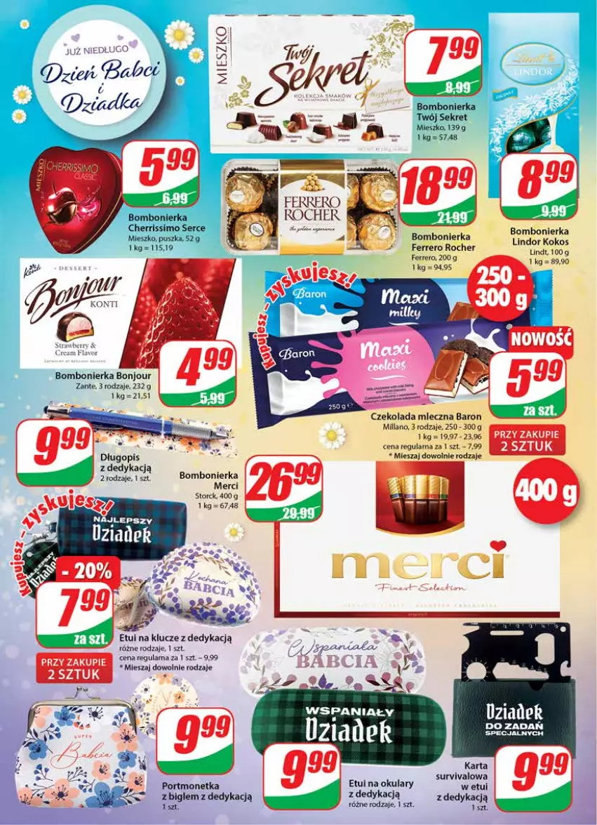 Gazetka promocyjna Dino - Gazetka - ważna 12.01 do 18.01.2022 - strona 16 - produkty: Czekolada, Czekolada mleczna, Długopis, Ferrero, Ferrero Rocher, Kokos, Lindor, Lindt, Merci, Por, Portmonetka