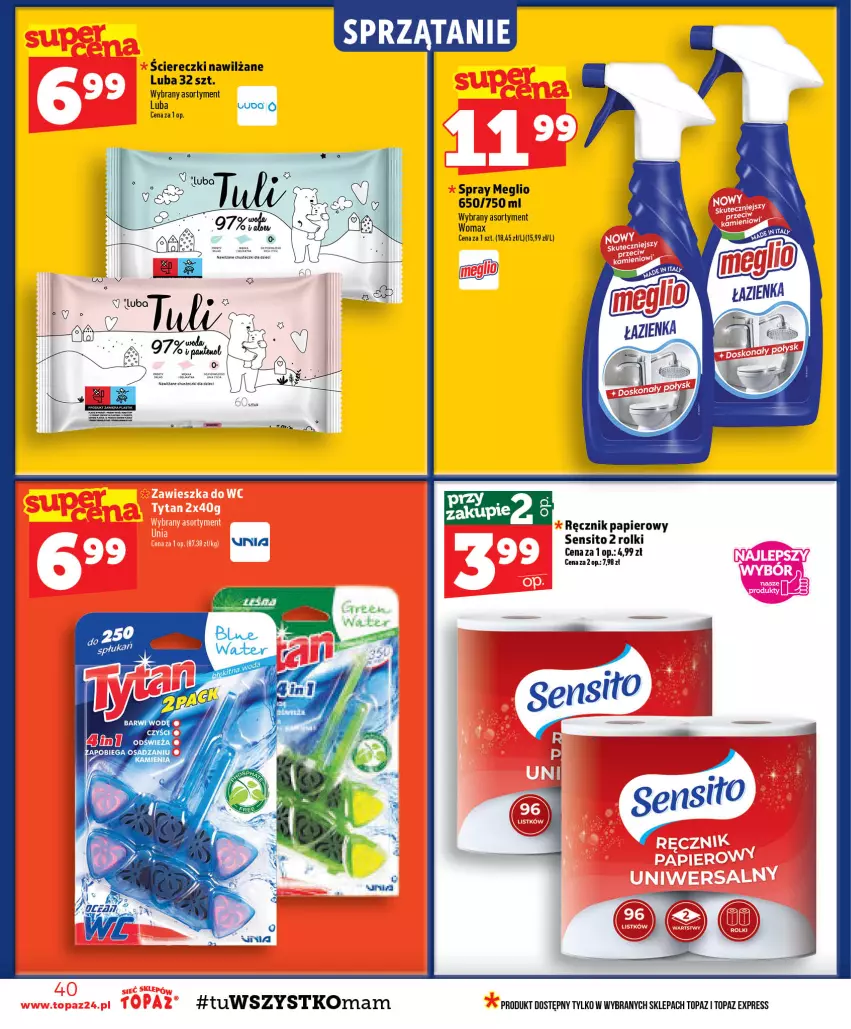 Gazetka promocyjna Topaz - Gazetka - ważna 06.08 do 12.08.2026 - strona 40 - produkty: Papier, Ręcznik, Rolki, Sito, Sprzątanie, Top