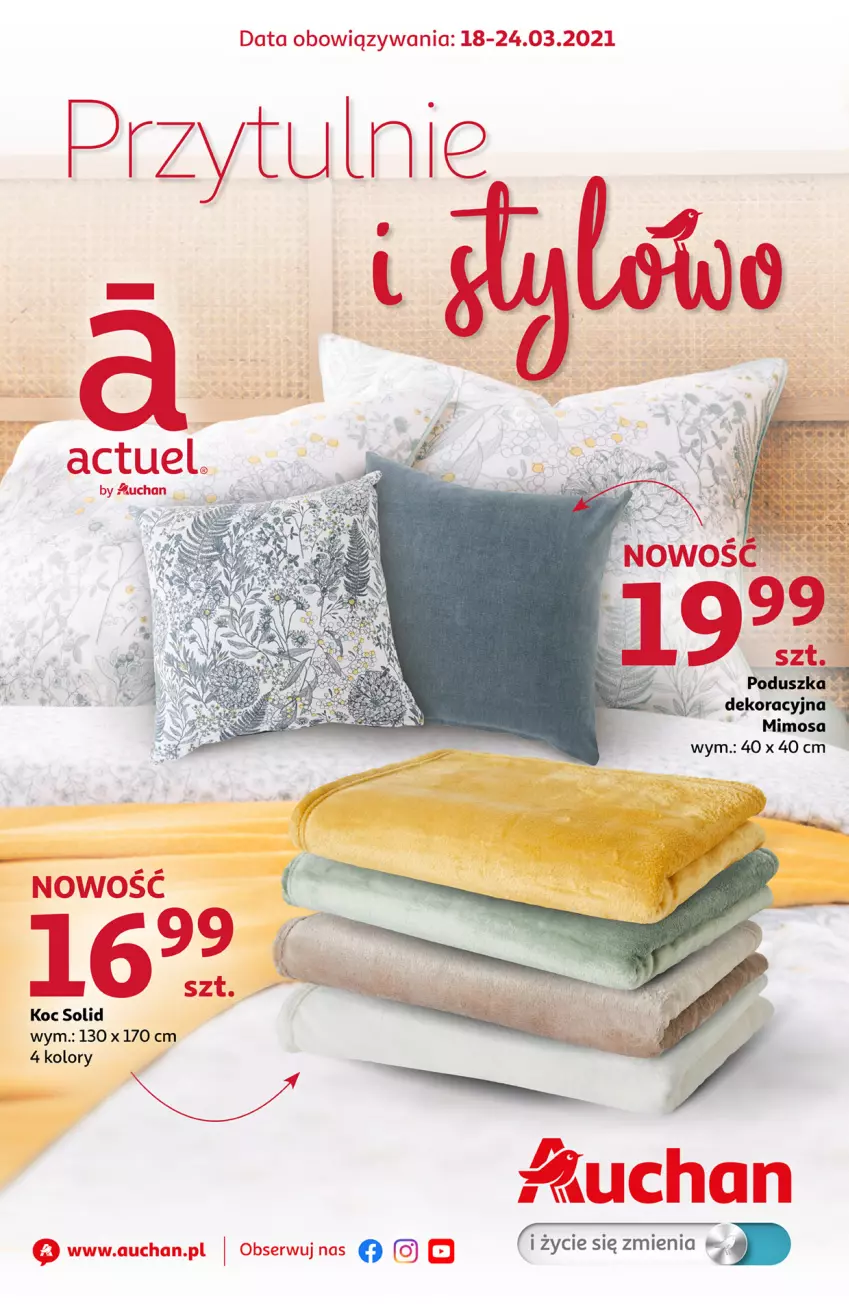 Gazetka promocyjna Auchan - Przytulnie i stylowo Hipermarkety - ważna 18.03 do 24.03.2021 - strona 1 - produkty: Koc, Mimosa, Ser