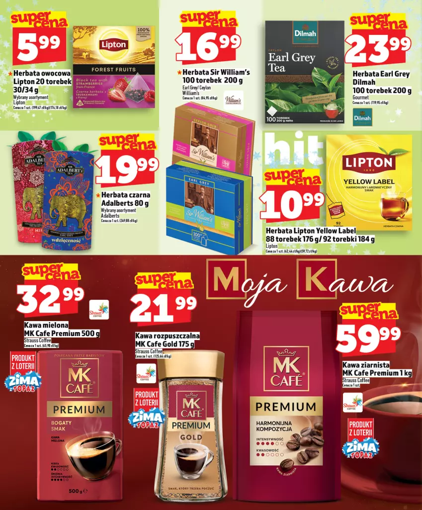 Gazetka promocyjna Topaz - Gazetka - ważna 11.12 do 17.12.2025 - strona 22 - produkty: Dilmah, Earl Grey, Herbata, Iams, Kawa, Kawa ziarnista, Lipton