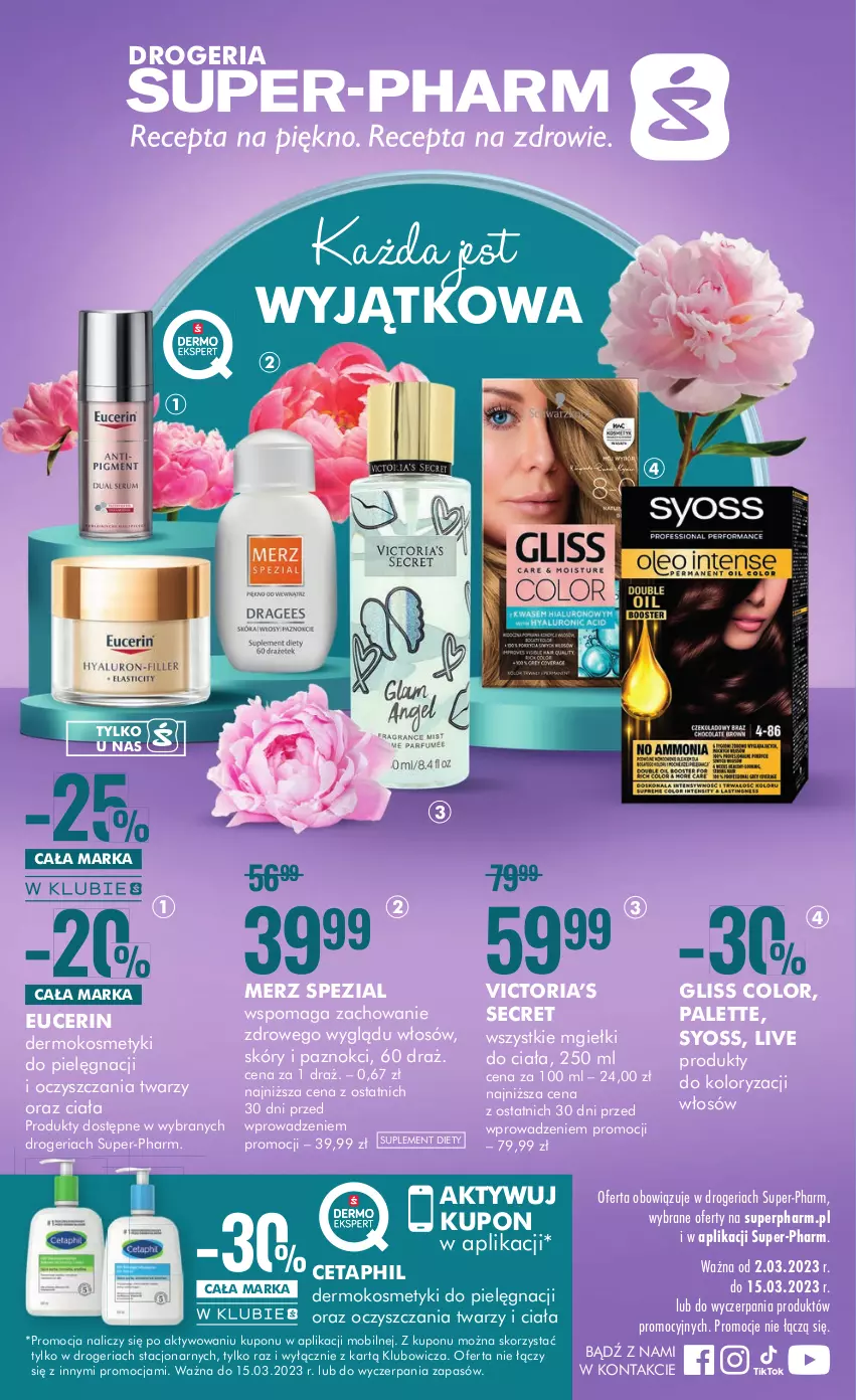 Gazetka promocyjna Super Pharm - Gazetka - ważna 02.03 do 15.03.2023 - strona 1 - produkty: Cetaphil, Kosmetyki do pielęgnacji, Merz Spezial, Mobil, Palette, Suplement diety, Syoss