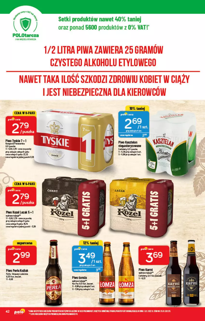 Gazetka promocyjna PoloMarket - Gazetka pomocyjna - ważna 09.02 do 15.02.2022 - strona 42 - produkty: Fa, HP, Karmi, Kozel, Perła, Piwo, Pur