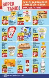 Gazetka promocyjna Aldi - Pełna oferta - Gazetka - ważna od 20.01 do 20.01.2024 - strona 10 - produkty: Maasdam, Ser, Por, Mus, Gra, Twaróg, Złoty Mazur, Piątnica, Jogurt, Palma, Margaryna, Muszynianka, Bakoma, Chleb tostowy, Baton, Woda mineralna, Chleb, Twaróg tłusty, Gofry, Woda, Mleko