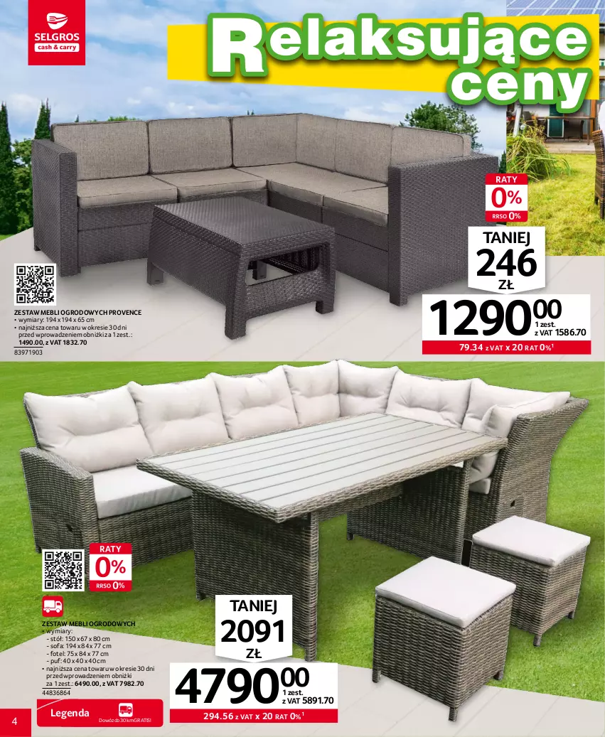 Gazetka promocyjna Selgros - Katalog Relaks - ważna 20.04 do 02.05.2023 - strona 4 - produkty: Fa, Fotel, Gra, Puf, Sofa, Stół