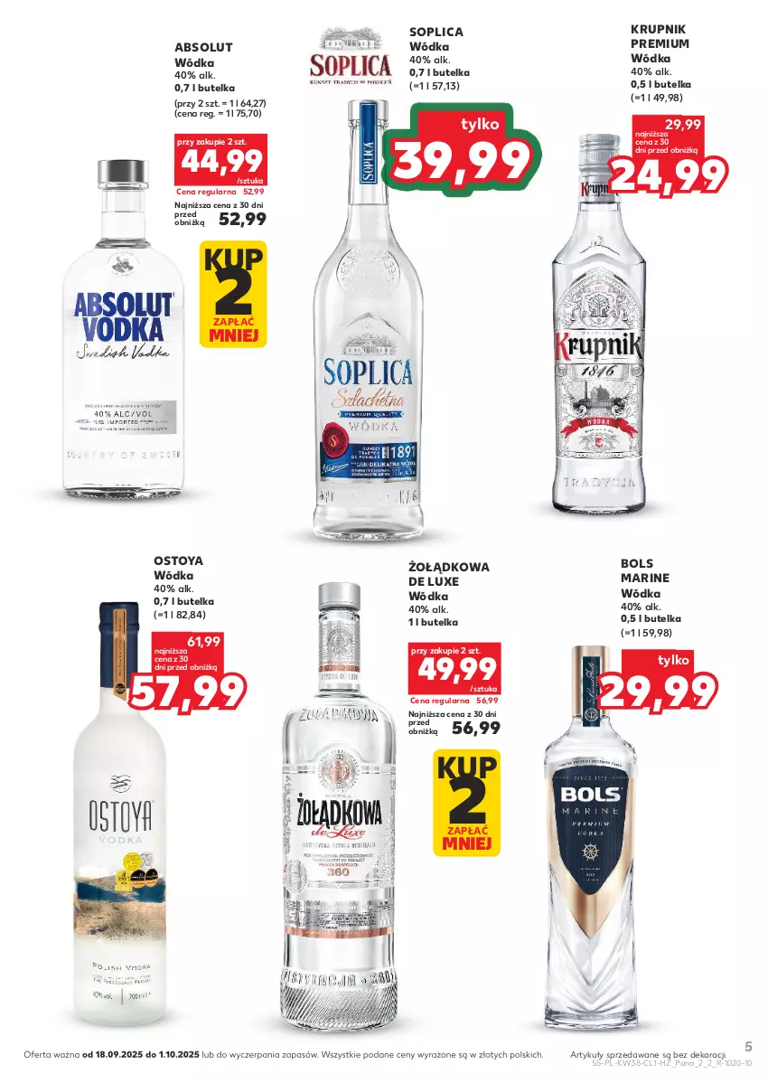 Gazetka promocyjna Kaufland - Barek Kauflandu - ważna 18.09 do 01.10.2025 - strona 5 - produkty: Absolut, Bols, Krupnik, Soplica, Wódka