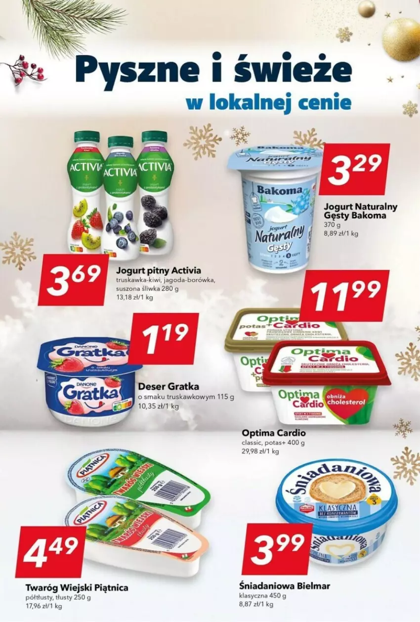 Gazetka promocyjna Lewiatan - ważna 05.12 do 11.12.2023 - strona 11 - produkty: Activia, Bakoma, Borówka, Danio, Deser, Gra, Jogurt, Jogurt naturalny, Jogurt pitny, Kiwi, Koc, Optima, Piątnica, Ser, Twaróg