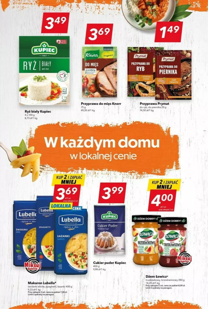 Gazetka promocyjna Lewiatan - ważna 05.12 do 11.12.2023 - strona 13 - produkty: Bell, Bella, Cukier, Cukier puder, Dżem, Fa, Knorr, Kupiec, Lubella, Makaron, Piec, Piernik, Prymat, Puder, Ryż, Ryż biały, Spaghetti